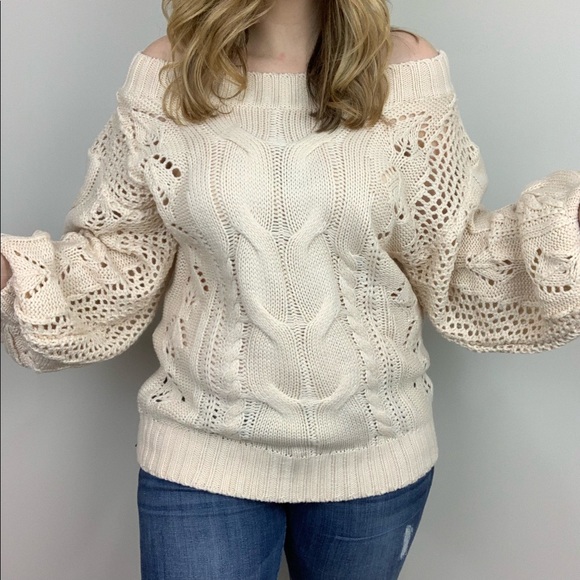 Cuddle Season Off The Shoulder Cable Knit Sweater - Picture 4 of 8